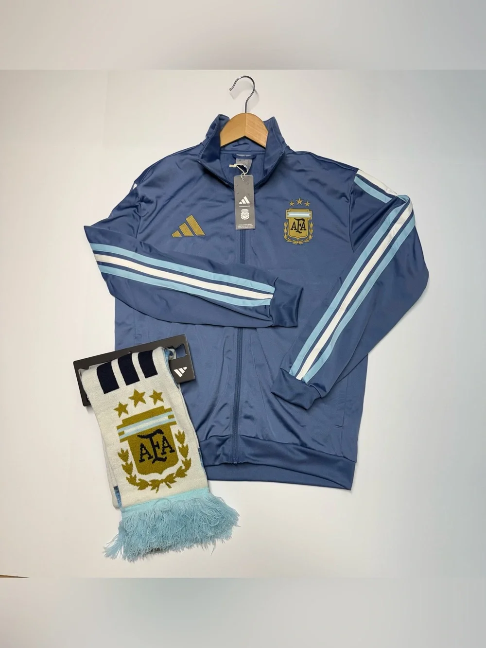 Adidas Argentina National Team DNA Track Jacket JZ6289 Men’s Size M Scarf NWT